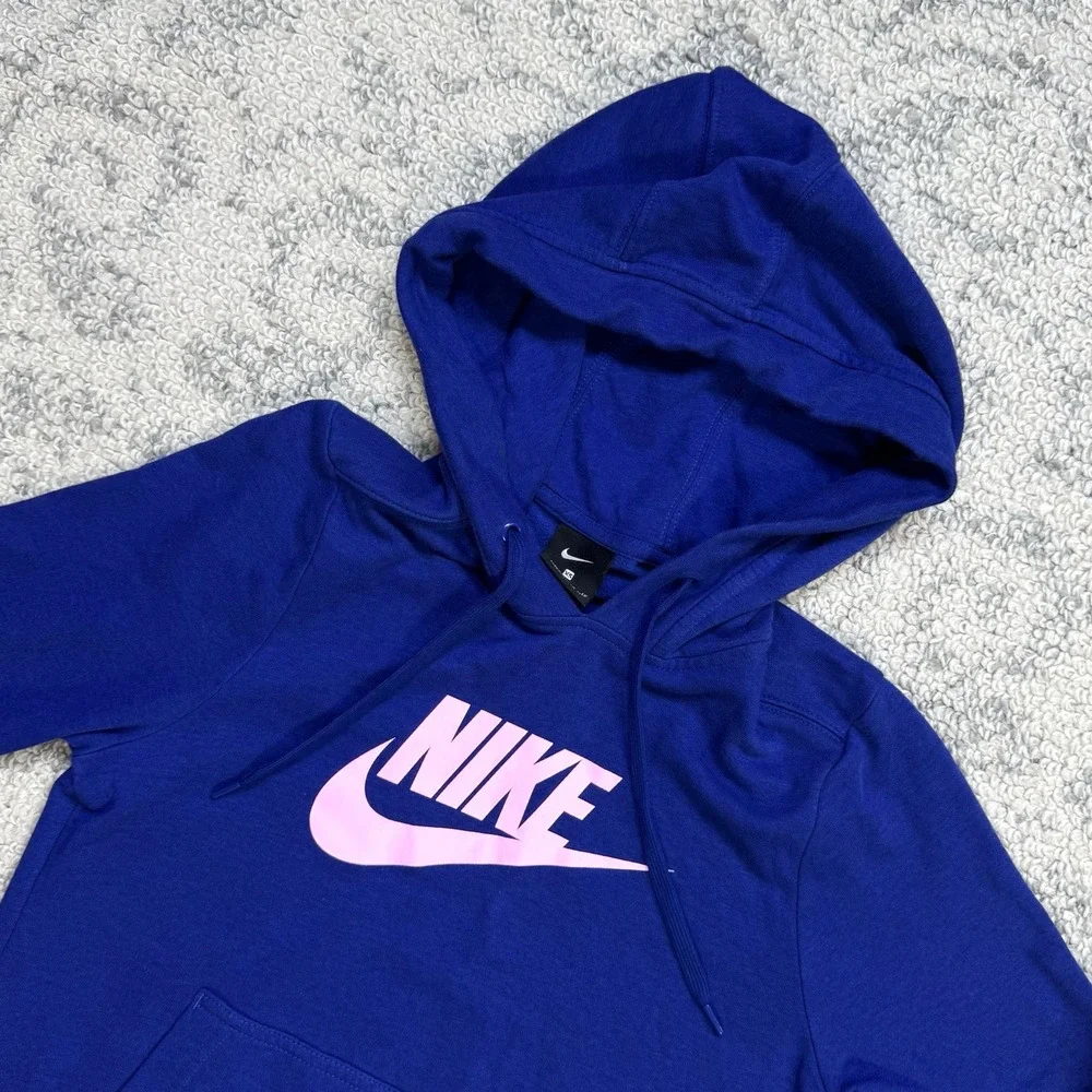 Nike Women's Blue Hoodie With Logo Size XS Fall Comfort‎ Kangaroo Pocket EUC